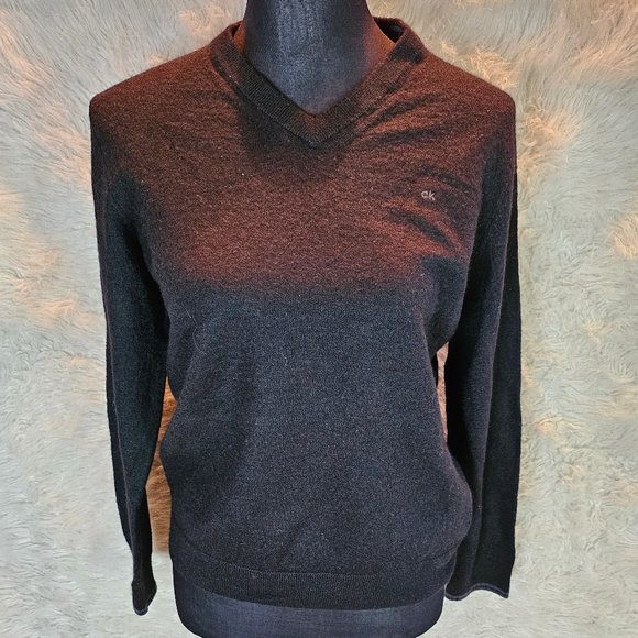 Calvin Klein Women's Black V-Neck Knitted Sweater Siz L - Picture 1 of 9
